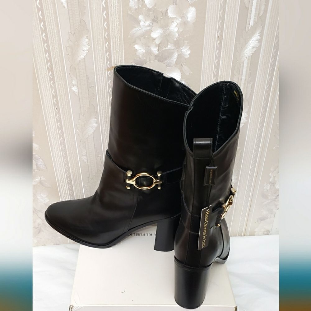 Napoleoni Genuine Leather Ankle Heels Buckle Boots Size 42 or US 11